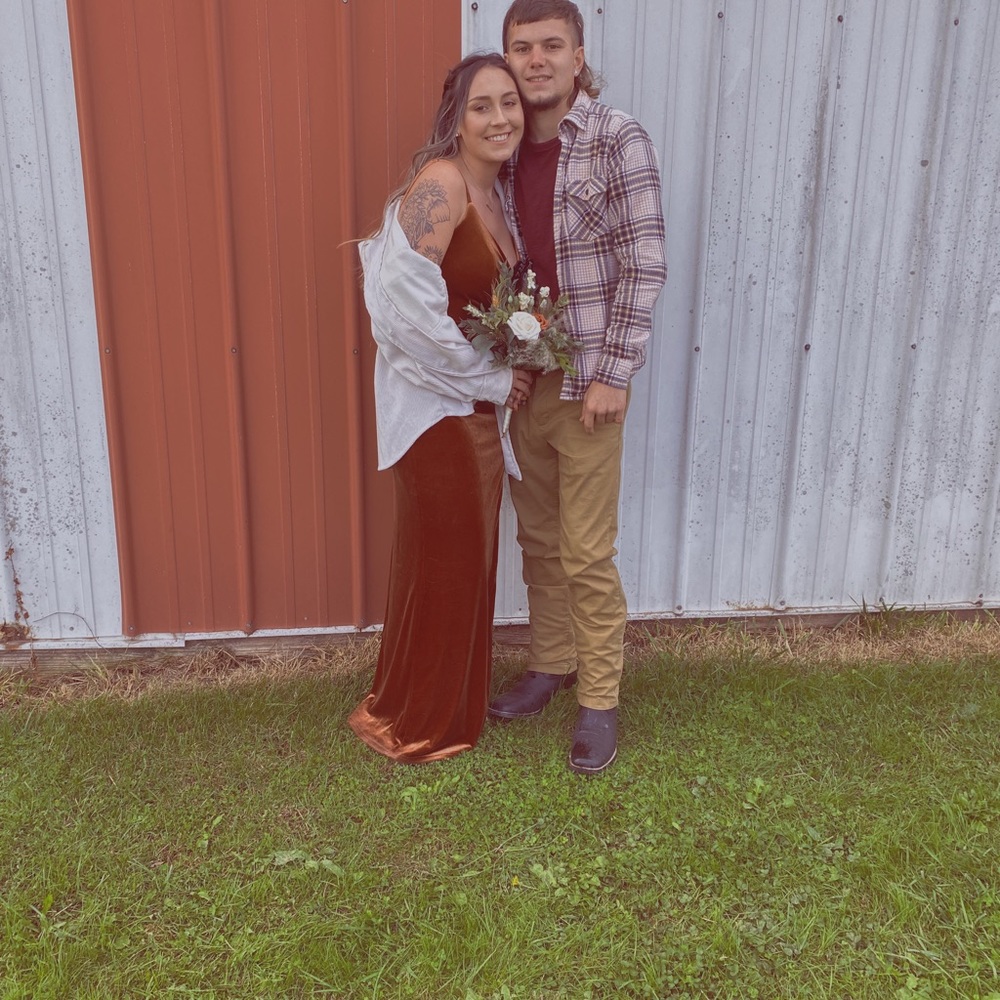 Revelry bridesmaid dress rust color